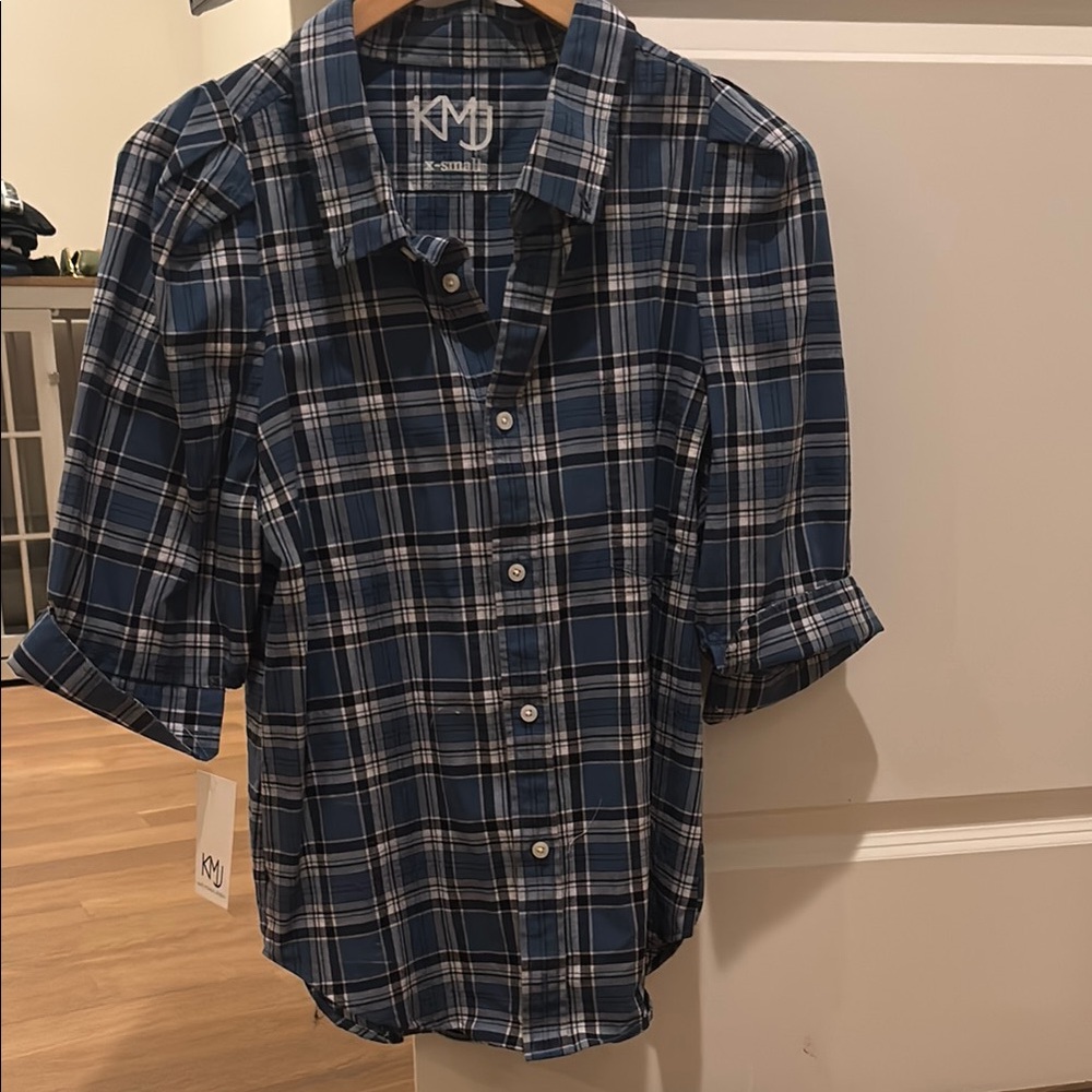 KMJ puff sleeve  Plaid Shirt